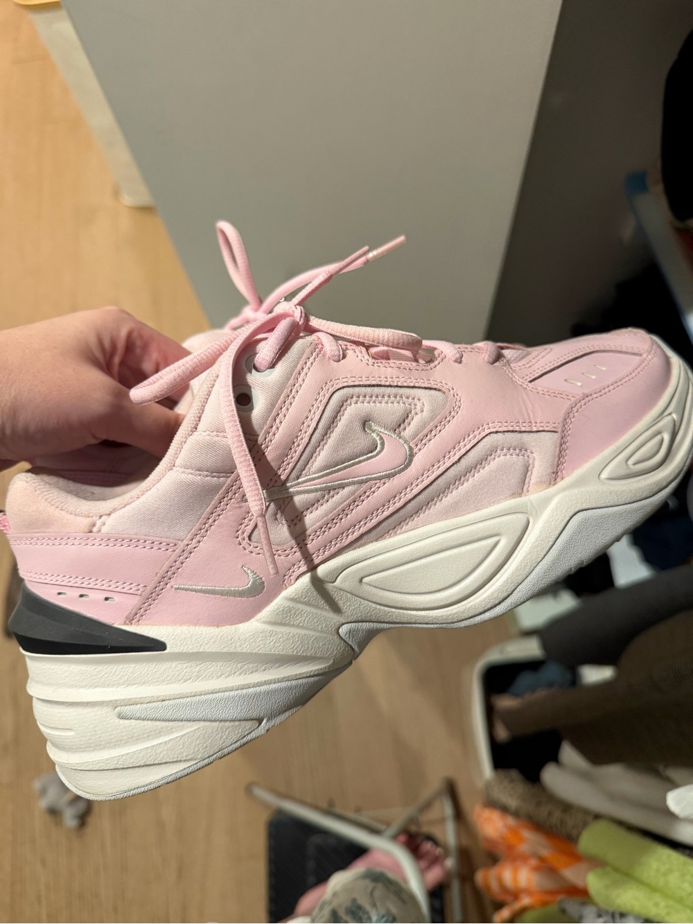 Nike Women's Pink and White Chunky Sneaker